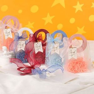 Sac cadeau en PP givré avec logo personnalisé, ruban et carte en raphia pour mariage, fête, événement professionnel, emballage cadeau - Product Image 3