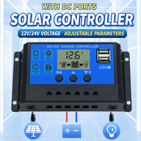 Controlador de Carga Solar PWM de 12V/24V 30A para Baterías de Plomo-Ácido y GEL con Pantalla LCD y Salida USB Dual, China