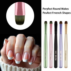 Pincel Profesional de Gel para Uñas de Fototerapia, Forma de Media Luna Francesa, Mango Metálico, Base para Pintar con Gel UV, Pincel para Decoración de Uñas - Product Image 5