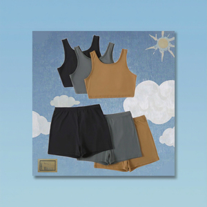 Ensemble deux pièces pour femmes, haut court et short, sans manches, coupe ajustée, vêtements d'été personnalisables - Product Image 2