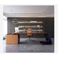 Bureau de direction laqué moderne pour immeuble de bureaux - Bureau exécutif en L avec armoire latérale et ensemble de chaises de bureau modernes personnalisables