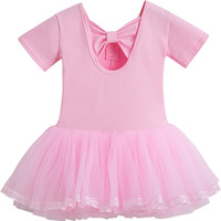 Justaucorps de ballet rose pour filles, 95% coton, manches longues, jupe intégrée, costume de danse, vêtements de danse pour enfants