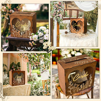 Boîte de rangement créative en bois découpée au laser pour cartes postales, cartes de vœux et cartes de signature de banquet de mariage, design assemblé