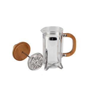 Cafetière à piston en verre borosilicate sans BPA, capacité de 0,35 L, coque en acier inoxydable, couvercle et poignée en bois - Product Image 4