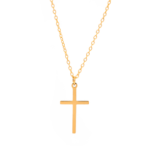 Collar con Colgante de Cruz Religiosa Minimalista de Acero Inoxidable Chapado en Oro de 18K Clean Fit para Mujer - Product Image 1