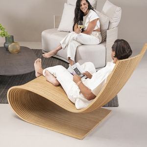 كرسي هزاز بتصميم بارامتري بسيط قابل للتخصيص، مقعد استرخاء فردي من الخشب الصلب، صديق للبيئة، لغرفة المعيشة وغرفة النوم والشقق - Product Image 4