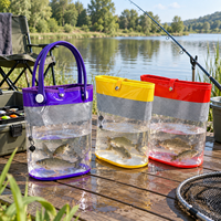 Seau de pêche souple en PVC avec logo personnalisé et poignées de transport, pour le stockage d'appâts vivants et de poissons, idéal pour la pêche en rivière et en ruisseau