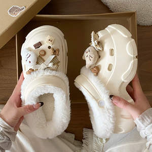 รองเท้าแตะแบบสวมครึ่งเท้าบุขนแกะสำหรับผู้หญิง รุ่นใหม่ประจำปี 2025 สำหรับฤดูใบไม้ผลิ ฤดูใบไม้ร่วง ฤดูหนาว พื้นหนาสองชั้น ทำจากผ้าขนสัตว์และผ้าฝ้าย อุ่นสบาย เหมาะสำหรับใส่กลางแจ้ง - Product Image 6