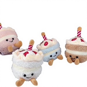 QIXIA Funny Plush Cream Birthday Cake Light Keychain Eco-Friendly Durable <b>Soft</b> <b>Stuffed</b> <b>Toy</b> Bag Decoration Pendant Wholesale - Product Image 6