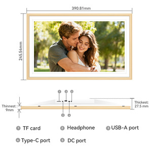 Cadre <span class=keywords><strong>photo</strong></span> numérique intelligent WiFi 15,6 pouces 32 Go pour Android avec écran tactile IPS, prise en charge MP4/AVI/MP3, lecteur sans fil portable - Product Image 4