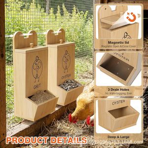 Comedero de madera para gallinas, comedero colgante de madera para gallinas, dispensador de alimento para animales pequeños de madera maciza - Product Image 5