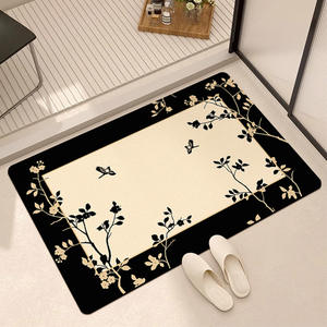 Alfombra de Baño de Tierra de Diatomeas de Estilo Chino, Rectangular, con Patrón Floral, Antideslizante, Absorbente y de Secado Rápido para la Entrada del Baño - Product Image 1