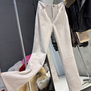 <span class=keywords><strong>Pantalon</strong></span> en peau de mouton véritable pour <span class=keywords><strong>femme</strong></span>, <span class=keywords><strong>pantalon</strong></span> droit en <span class=keywords><strong>cuir</strong></span> suédé véritable, automne - Product Image 3