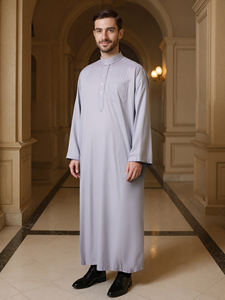 ثوب عربي إسلامي غير رسمي قابل للتنفس من البوليستر بأكمام طويلة للرجال قطر الكويت تصميم عربي إسلامي - Product Image 4