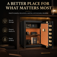 Caja Fuerte Biométrica con Huella Dactilar, Código Digital Electrónico, Interior de Cuero de Lujo, Gran Capacidad, Seguridad para el Hogar, Oficina, Hotel