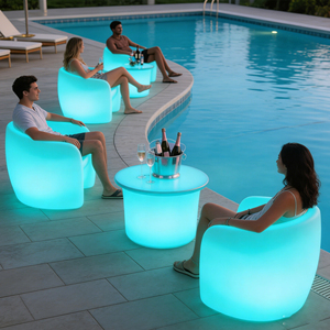 Ensembles de tables et chaises de <span class=keywords><strong>bar</strong></span> lumineuses en plastique modernes pour la <span class=keywords><strong>location</strong></span> <span class=keywords><strong>d</strong></span>'événements en plein air et les hôtels - Product Image 4