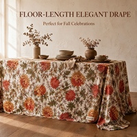 Mantel de Poliéster Tejido de Lujo de 120 Pulgadas con Estampado Floral, Lavable, Antiarrugas, para Decoración de Mesa de Comedor para Bodas