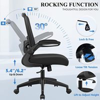 Chaise de bureau ergonomique en maille avec dossier haut et soutien lombaire, accoudoirs rabattables, chaise de direction pivotante à roulettes pour bureau à domicile