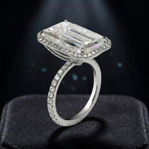 Premium <b>Silver</b> <b>Emerald</b> Cut Moissanite Hip Hop <b>Ring</b> Channel Setting Classic Luxury Fine Jewelry for Wedding Anniversary - Product Image 2