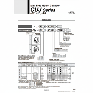 Pièces pneumatiques de CUJS16-5D de cylindre de montage libre de SMC Pneumatics - Product Image 1