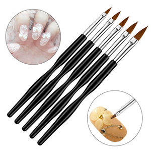 Pinceau à ongles à manche noir pour transfert de feuille, différentes tailles, poils en nylon, outil de peinture pour nail art, pinceaux de manucure pour salon - Product Image 4