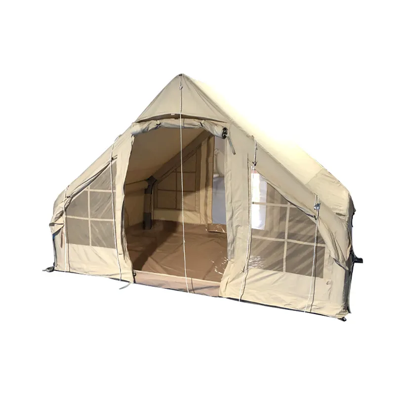 ポンプ付きインフレータブルグランピングテント6.3m簡単セットアップ防水屋外綿テント自立構造キャビンテント
