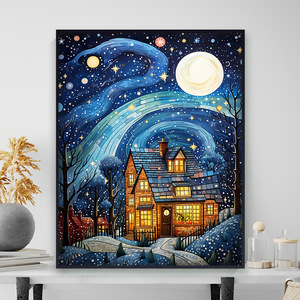 Bầu trời đầy sao tưởng tượng acrylic màu tự làm vẽ tay sơn dầu kỹ thuật số chủ đề chữa bệnh sơn trang trí - Product Image 6