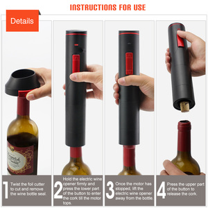 Tire-bouchon électrique rechargeable de luxe en acier inoxydable avec tire-bouchon à batterie au Lithium avec coupe-feuille Utilisation de la <span class=keywords><strong>barre</strong></span> <span class=keywords><strong>d</strong></span>'alimentation USB - Product Image 2