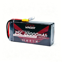 Batterie semi-solide JAHORN 22000mAh 25C 6S 23.1V 508.2Wh LCO LIVH en pochette, 1000 cycles, -40-60°C, pour drone FPV
