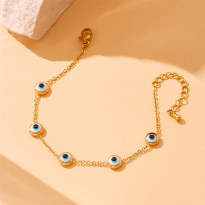 European American Fashion Turquoise Eye Chain Stainless Steel Necklace Earring <b>Bracelet</b> <b>Set</b> Unisex Gift Jewelry - Product Image 3