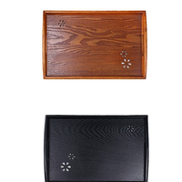 Plateau de service rectangulaire en bois ajouré pour fruits, thé, café, vaisselle de table pour hôtel, maison, cuisine, décoration