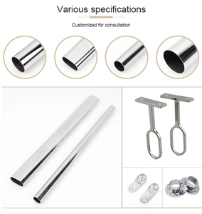 Supporto Ovale Cromato per Asta <span class=keywords><strong>Armadio</strong></span>, Supporto per Tubo Guardaroba, Staffa di Sostegno per Tubo Ovale - Product Image 5