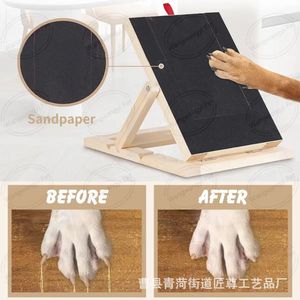 Planche d'escalade réglable en bois pour chien avec papier abrasif pour le soin des ongles, taille moyenne, mobilier pour animaux de compagnie - Product Image 1