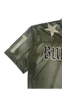 Women's <b>Mesh</b> <b>Crop</b> <b>Top</b> V-Neck Short Sleeve Green Star Print Streetwear Breathable Regular Fit Spring Summer - Product Image 6