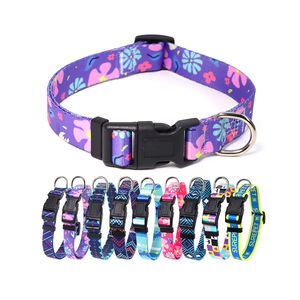 Collier pour animaux de compagnie en polyester réglable, imprimé coloré, nouveau design pour la promenade des chiens, personnalisation personnalisée - Product Image 2