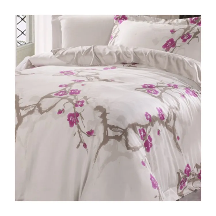 Tissu en microfibre sergé motif personnalisé tissu en feuille imprimé polyester blanc floral pour lit