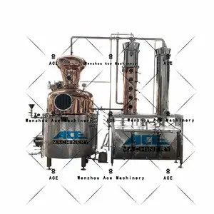 Caldaia rivestita del ventre della pentola dell'acciaio inossidabile con l'agitatore/miscelatore colonna di distillazione dell'alcool del distillatore di rame 4 pollici 6 pollici 8 pollici