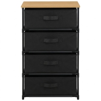 Commode moderne à 4 tiroirs en tissu avec structure en tubes métalliques, structure KD à volume de rangement minimal, organisateur de rangement domestique