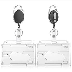 Card Holder with Extendable Key <b>Ring</b> Hard Plastic Access Cards with <b>Clip</b> Made of Hard Plastic Card Badge Holder - Product Image 1