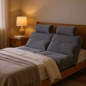 Almohada de Lectura King Size con 2 Reposacabezas, Tela de Franela Gris, Lavable, Almohada de Apoyo para Cama - Product Image 2