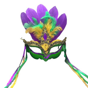 Masque de carnaval paon en plastique demi-visage avec jupe et couvre-visage et yeux pour <span class=keywords><strong>mascarade</strong></span> et spectacles sur scène DIY 40cm - Product Image 1