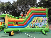 Château Gonflable Commercial Thème Jungle Singe pour Enfants avec Toboggan et Structure de Jeu Gonflable Amusante