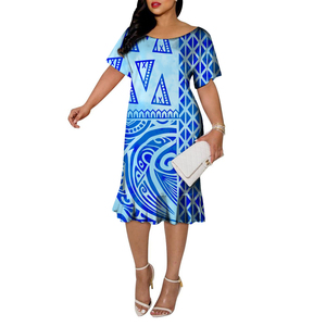 Vestido de tatuaje <span class=keywords><strong>Marquesan</strong></span> ecológico de alta calidad, manga corta, cola de pez, cuello grande, cintura Natural, ropa de moda lavable - Product Image 6