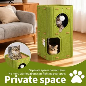 Thickened 2-Layer Felt Cat <b>Bed</b> Soft Washable Pet Cave with Removable Cover Orthopedic Polyester Fill for Indoor Cats Animals - Product Image 4