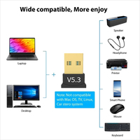 Adaptateur USB Bt 5.3 Récepteur Audio Bt Dongle Transmetteur Adaptateur USB sans fil pour ordinateur PC Portable