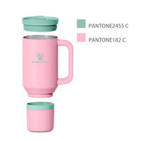 40oz Tasse de voyage en acier inoxydable avec poignée isolée Gobelet à ours avec récipient et tasse à eau Pack de logo de couleur personnalisé
