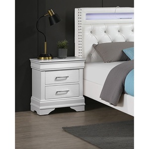 Modern Sleek White Nightstand With Spacious <b>Drawers</b> Bedroom Furniture Accent Handles 1pc <b>Storage</b> <b>Drawer</b> Unit - Product Image 2