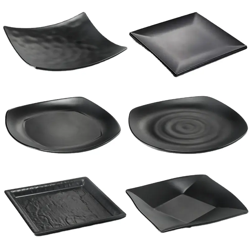 Unbreakable matte black melamine plate Japanese Style Melamine Serving Dishes