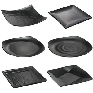 Melamine Dishes Black Unbreakable Matte Black Melamine Plate Japanese Style Melamine Serving Dishes