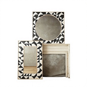 BS INTERNATIONAL New Custom Shape Modern Illuminated Hard-Wired Wall Decorative Bone Inlay <b>Mirror</b> Frame Handmade Eco-Friendly - Product Image 1